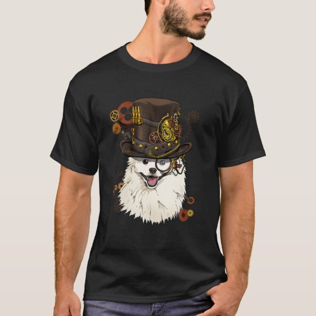 Steampunk American Eskimo Dog Steampunk Lovers Gif T-Shirt (Vorderseite)