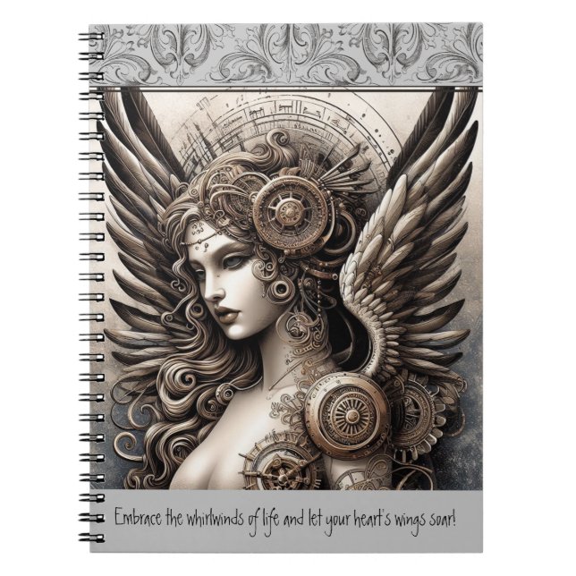 Steampunk Angel und Zitat Notizblock (Vorderseite)