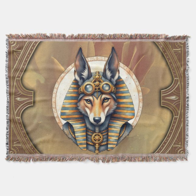 Steampunk Anubis Fox Portrait Decke (Vorderseite)