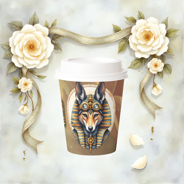 Steampunk Anubis Fox Portrait Pappbecher (Von Creator hochgeladen)