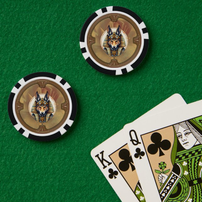 Steampunk Anubis Fox Portrait Pokerchips (Pokertisch (doppelt))