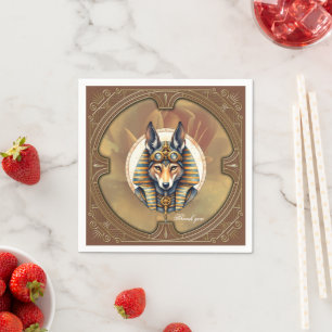 Steampunk Anubis Fox Portrait Serviette