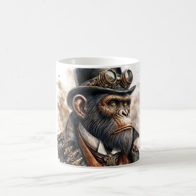 Steampunk Ape Watercolor Art Kaffeetasse (Mittel)