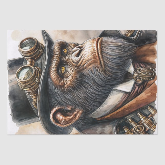 Steampunk Ape Watercolor Art Seidenpapier (Vorderseite)