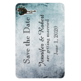 Steampunk Aquamarin Heart Wedding Save the Date Magnet