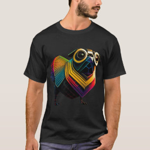 Steampunk Art Deco Hund Vogel Herz, Pug #10 T-Shirt