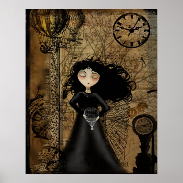 Steampunk Art Poster - Keine Angst vor dem Fliegen (Vorne)