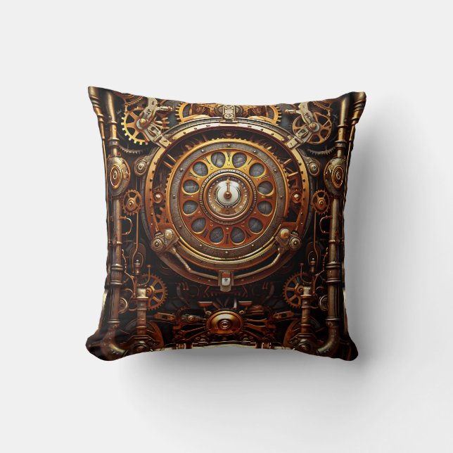 Steampunk Art Throw Kissen (Vorderseite)