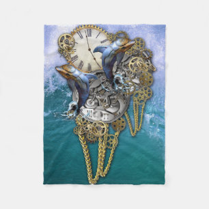 Steampunk-Art Time-Peace-Skulptur Fleecedecke