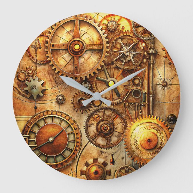 Steampunk Art Wall Clock Große Wanduhr (Vorderseite)