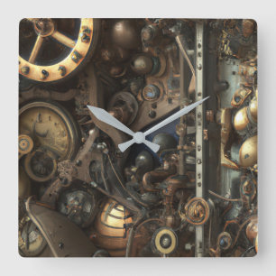 Steampunk Art Wall Clock Quadratische Wanduhr