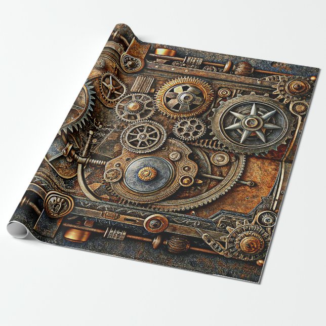 Steampunk Art Wrapping Paper Geschenkpapier (Ungerollt)