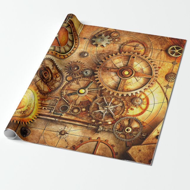 Steampunk Art Wrapping Paper Geschenkpapier (Ungerollt)