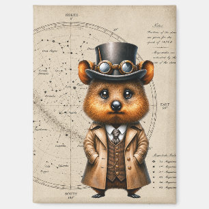 Steampunk-Astronom Quokka mit Sternenkarte Magnet