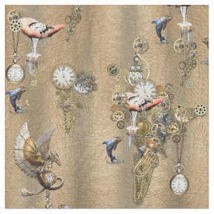 Steampunk auf Gold Tan Leather Stoff