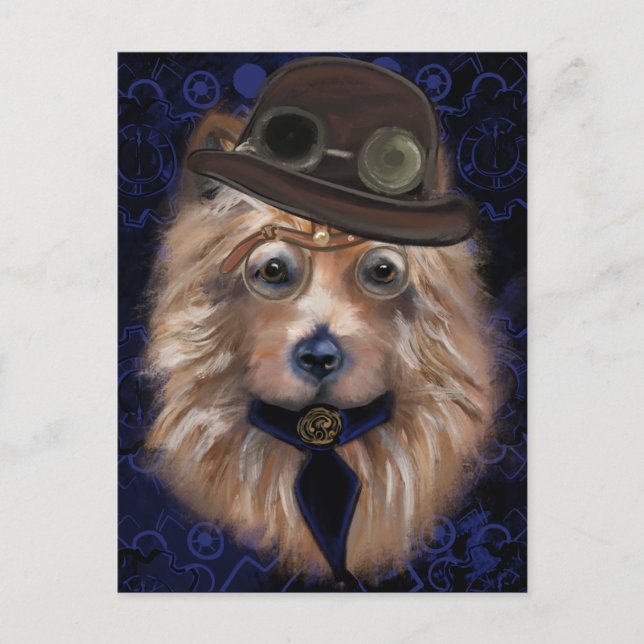 STEAMPUNK AUSTRALISCHER TERRIER POSTKARTE (Vorderseite)
