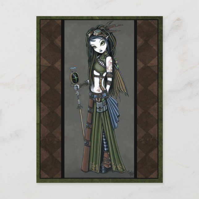 Steampunk Aviatrix Fairy Postcard "Cloud Burst" Postkarte (Vorderseite)