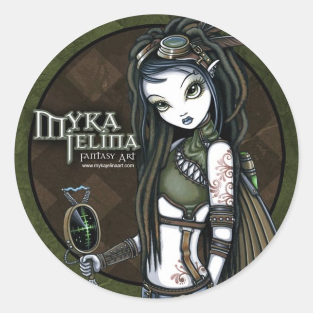 Steampunk Aviatrix Luftkleber "Cloud Burst" Runder Aufkleber (Vorderseite)