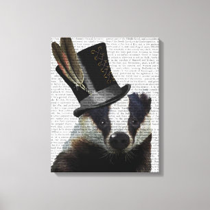 Steampunk Badger in Top Hat Leinwanddruck