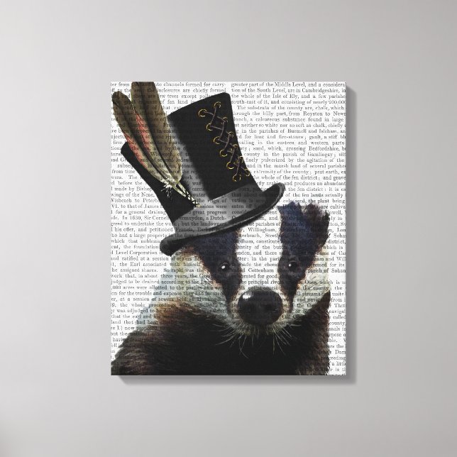Steampunk Badger in Top Hat Leinwanddruck (Vorderseite)