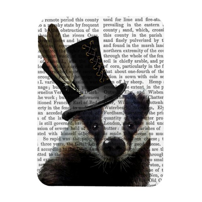 Steampunk Badger in Top Hat Magnet (Vertikal)