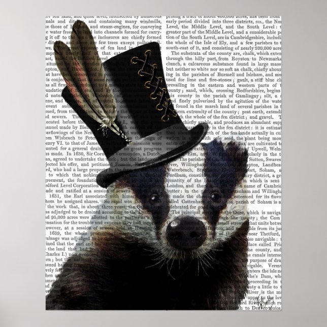 Steampunk Badger in Top Hat Poster (Vorne)