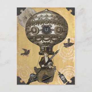 Steampunk Balloon Postkarte