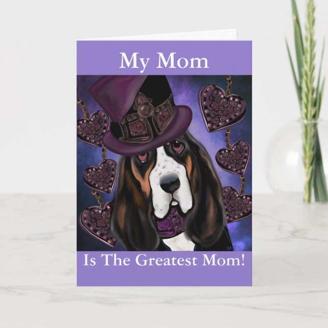 STEAMPUNK Basset Hound Feiertagskarte (Vorderseite)