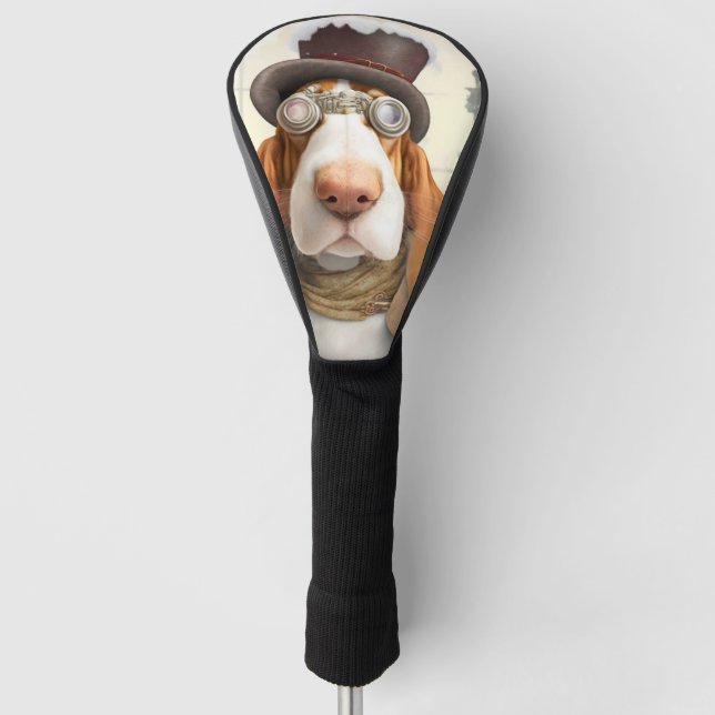 Steampunk Basset Hound Golf Headcover (Vorderseite)