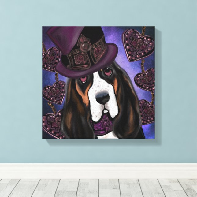STEAMPUNK Basset Hound Leinwanddruck (Insitu (Holzboden))