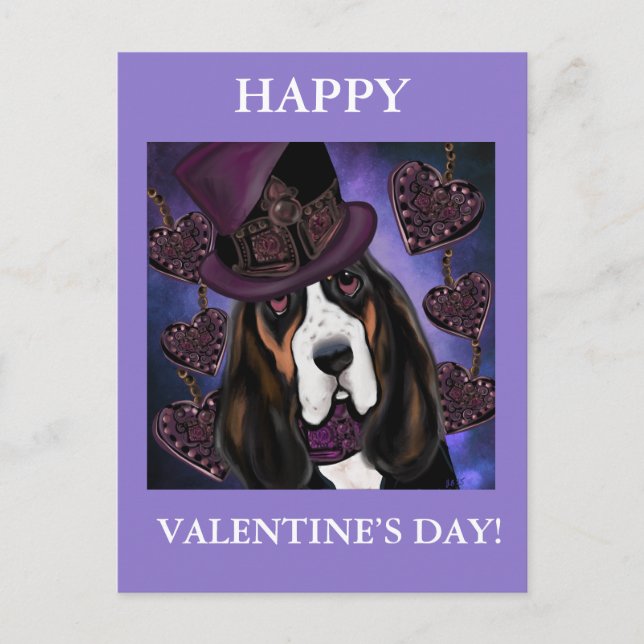 STEAMPUNK Basset Hound Postkarte (Vorderseite)