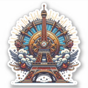 Steampunk Bastille Day Eiffel Tower Aufkleber