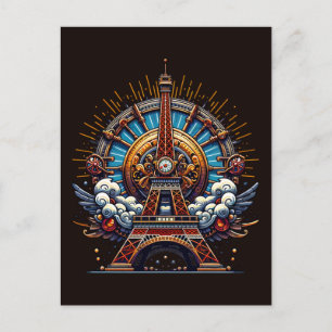 Steampunk Bastille Day Eiffel Tower Postkarte