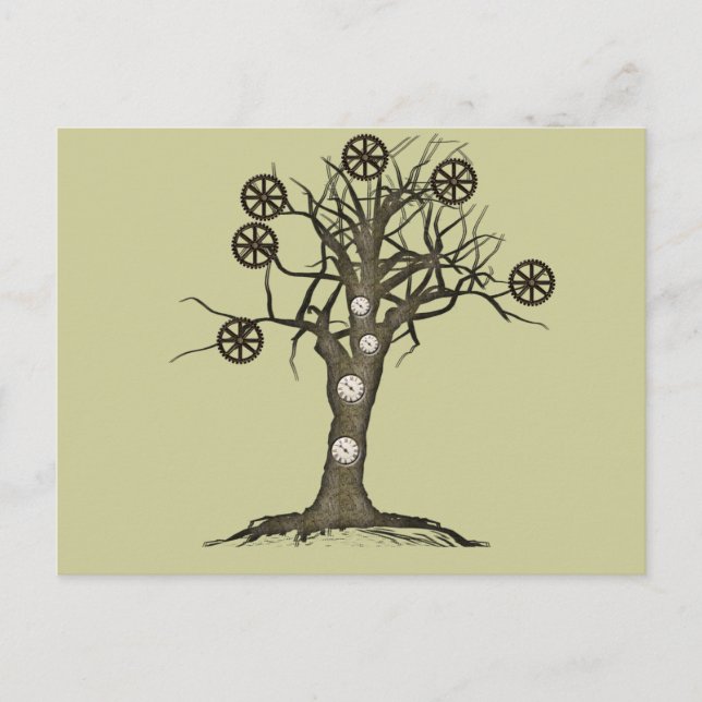 Steampunk-Baum Postkarte (Vorderseite)