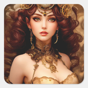 Steampunk Beautiful Venus Quadratischer Aufkleber