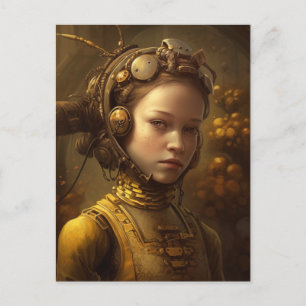 Steampunk Bee Keeper-Kinderportrait Postkarte
