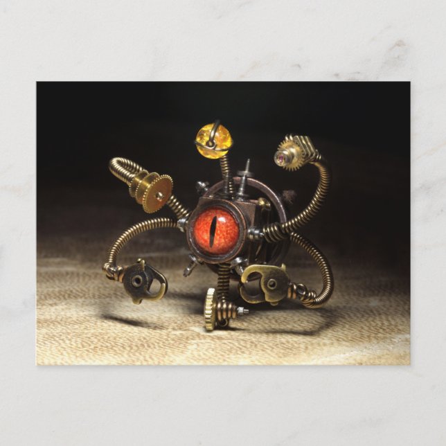 Steampunk Beholder Robot Postkarte (Vorderseite)