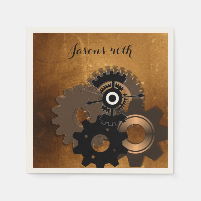 Steampunk Benutzerdefiniertes Textpapier Napkins Serviette (Vorderseite)