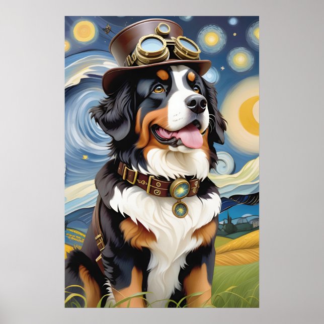 Steampunk Bernese Mountain Dog Poster (Vorne)