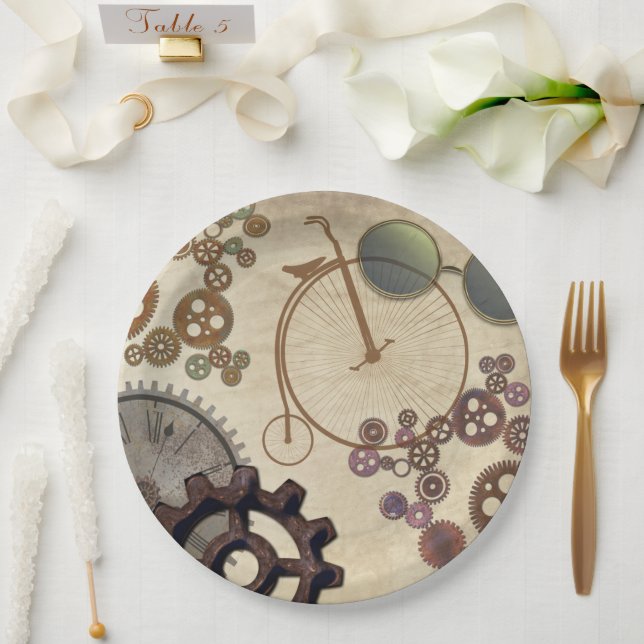 Steampunk Bicycle Vintag Party Paper Teller (Hochzeit)