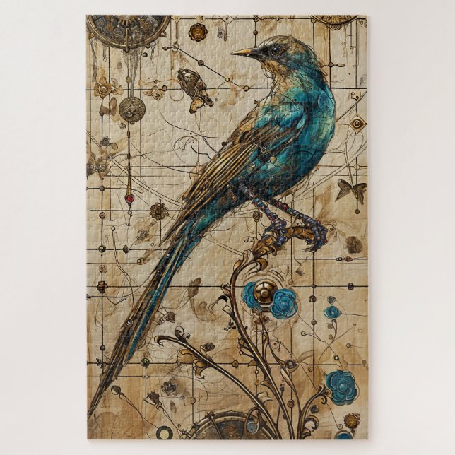 Steampunk Bird Art Schwierigkeit Puzzle (Vertikal)
