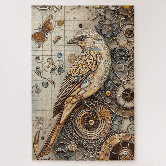 Steampunk Bird Art Schwierigkeit Puzzle (Vertikal)