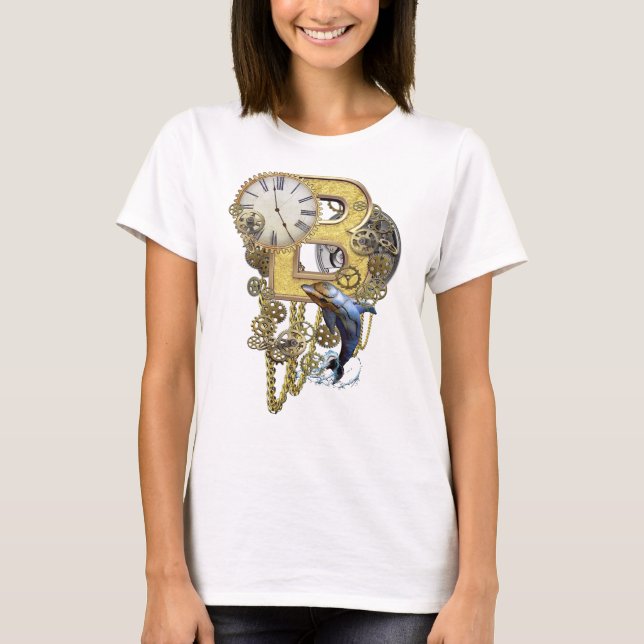 Steampunk Birthday Letter B T-Shirt (Vorderseite)