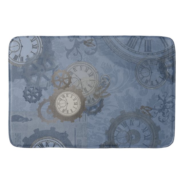 Steampunk Blaupause Vintage Badematte (Vorderseite)