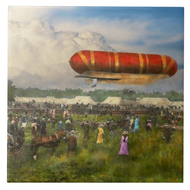 Steampunk - Blimp - Start von Nulli Secundus II Fliese (Vorderseite)
