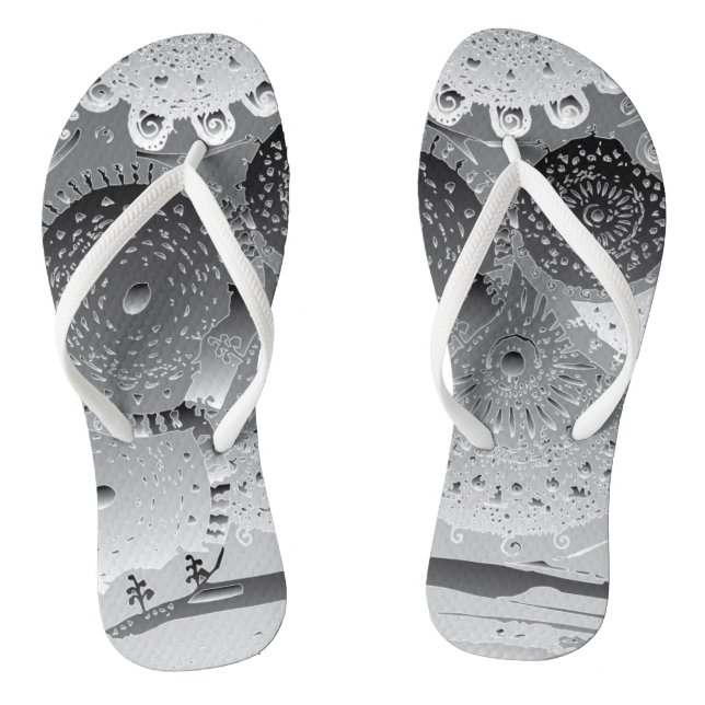 Steampunk blk&whit Mandalas Flip Flops (Fußbett)