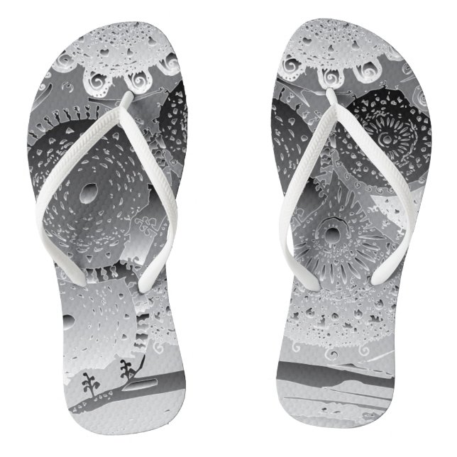 Steampunk blk&wht Mandalas Flip Flops (Fußbett)