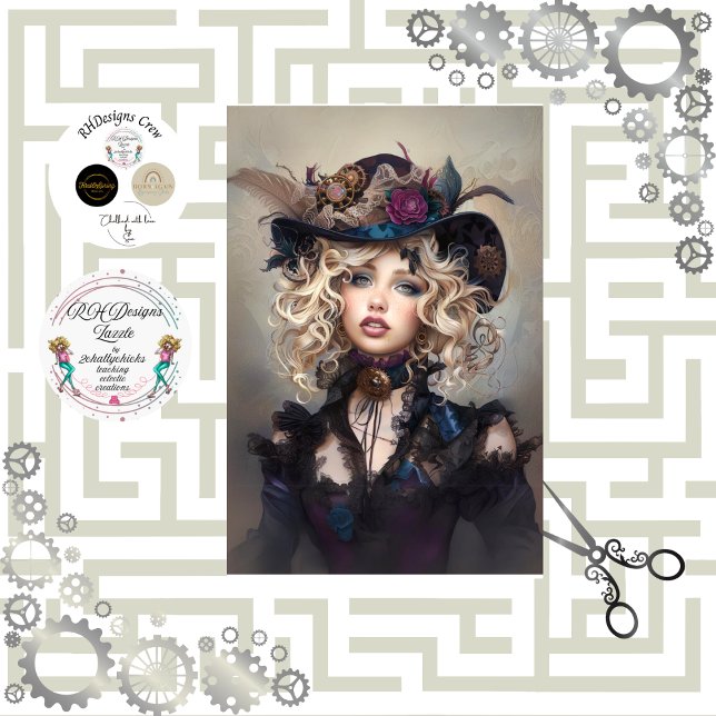 Steampunk Blonde-Lady Cogsworth Decoupage Seidenpapier (Von Creator hochgeladen)