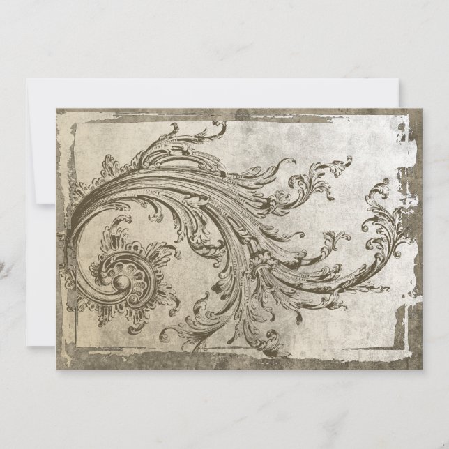 Steampunk Blühte Einladung zum Vintagen Jahrestag (Vorderseite)