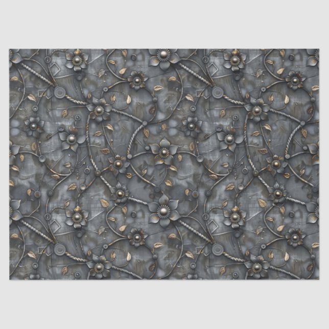 Steampunk-Blume-Muster für Decoupage Seidenpapier (Vorderseite)